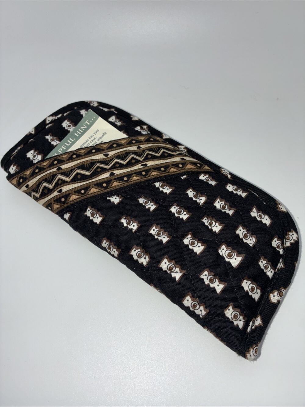 Vera Bradley Vintage "Zebras" Double Eyeglass Case Quilted Black Brown Retired